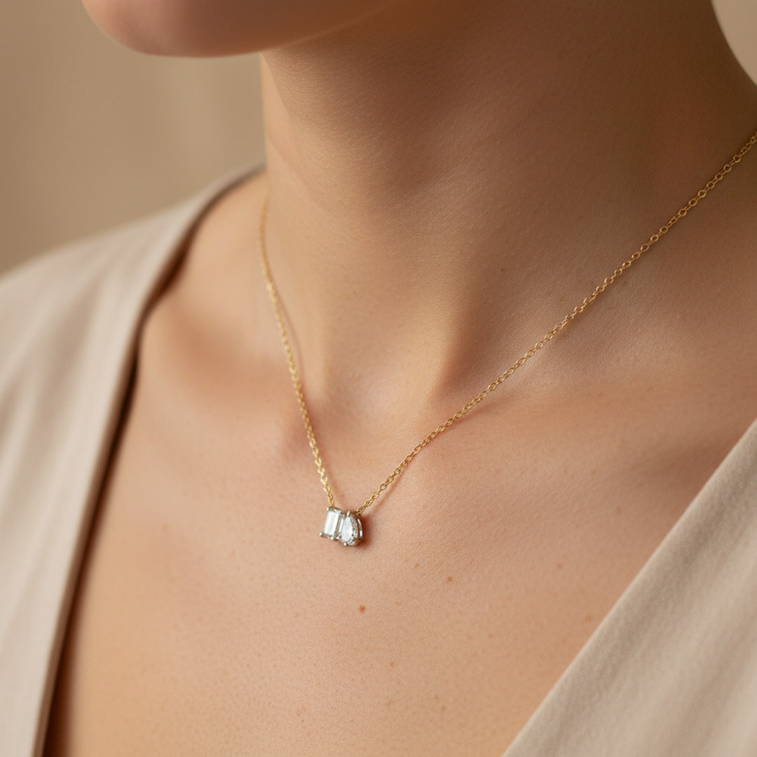 2.04ct 2 Stone Toi et Moi Necklace