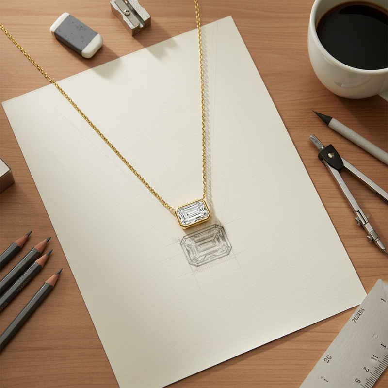 Bezel Set 2.00ct Radiant Cut Diamond Necklace