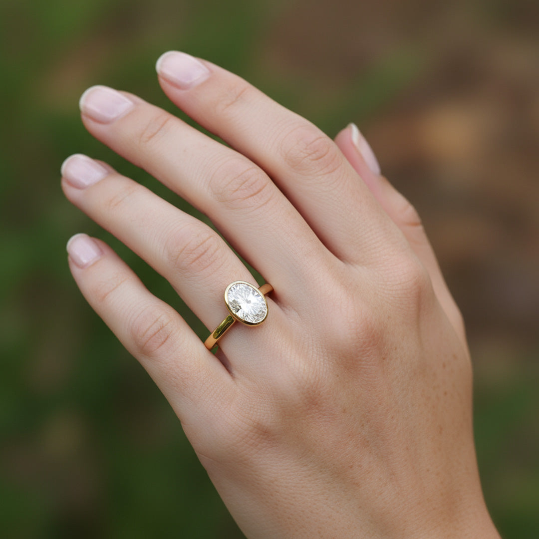 Bezel Set 2.00ct Oval Cut Diamond Ring