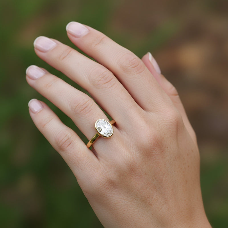 Bezel Set 2.00ct Oval Cut Diamond Ring