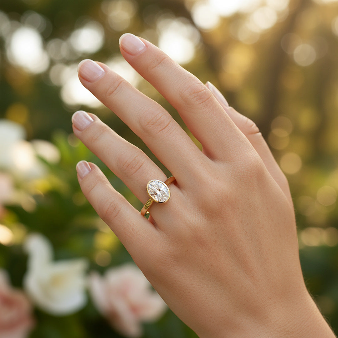 Bezel Set 2.00ct Oval Cut Diamond Ring