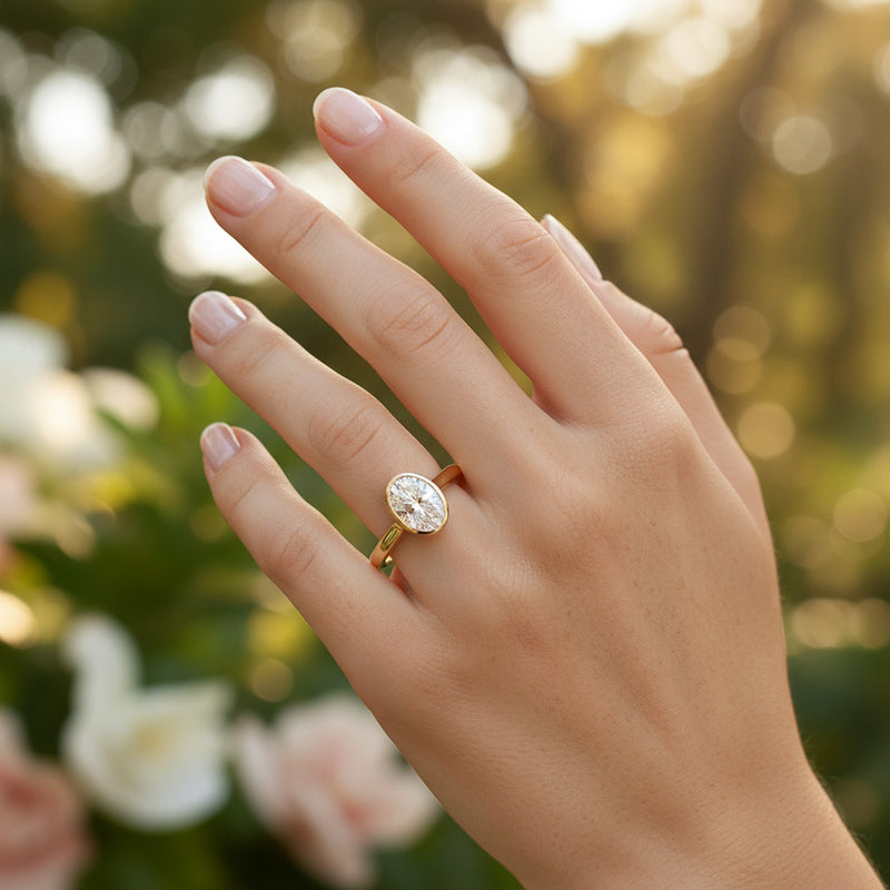 Bezel Set 2.00ct Oval Cut Diamond Ring