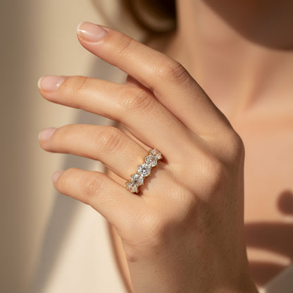 14KY 5 Stone Hexagon Cut Diamond Ring