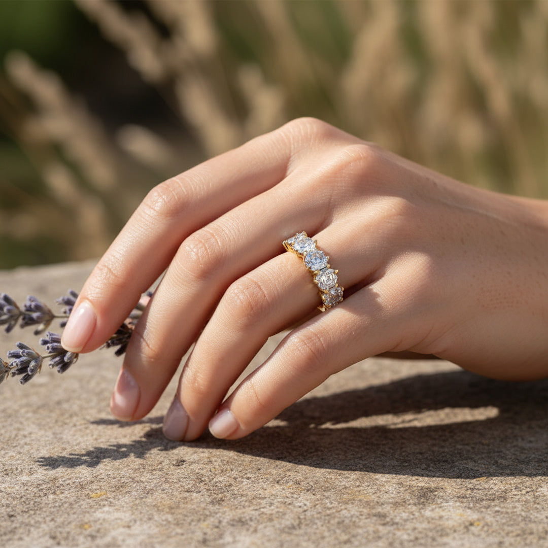 14KY 5 Stone Hexagon Cut Diamond Ring