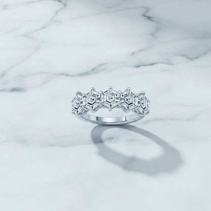 14KY 5 Stone Hexagon Cut Diamond Ring