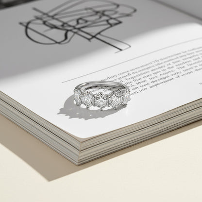 14KY 5 Stone Hexagon Cut Diamond Ring