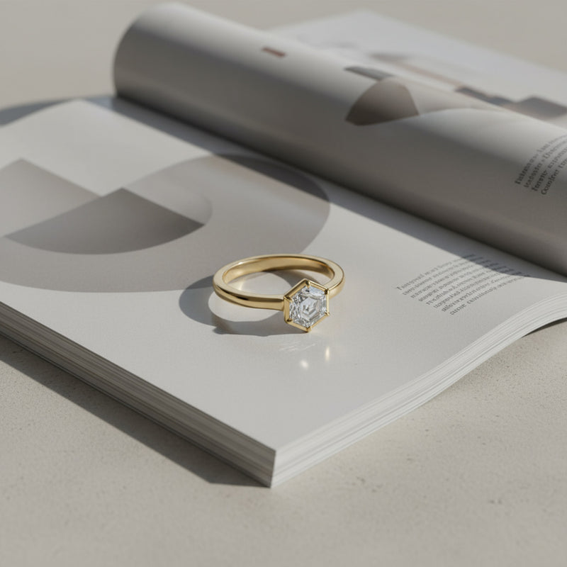 Hexagon 1.00ct  Diamond solitaire ring