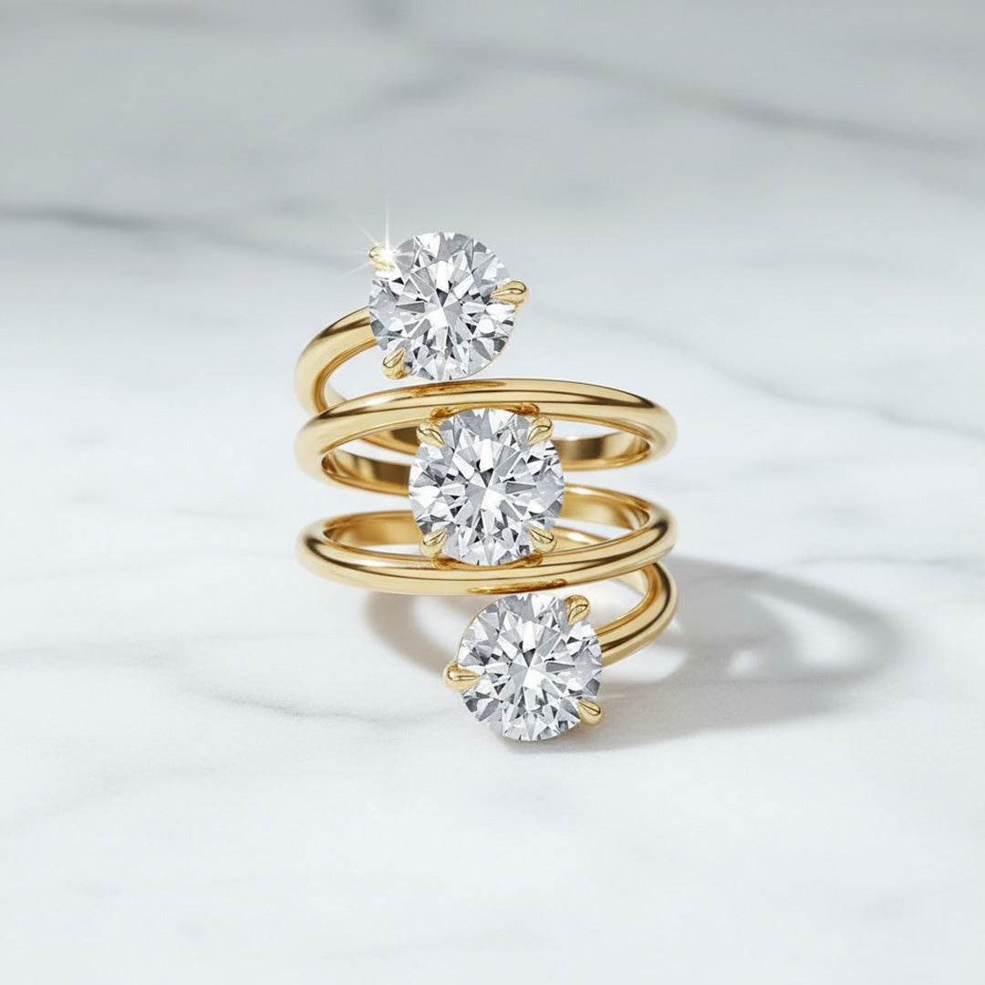 Round Diamond Spiral Ring