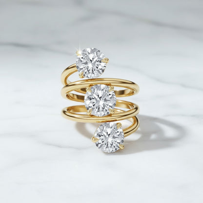 Round Diamond Spiral Ring