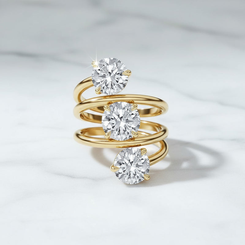 Round Diamond Spiral Ring
