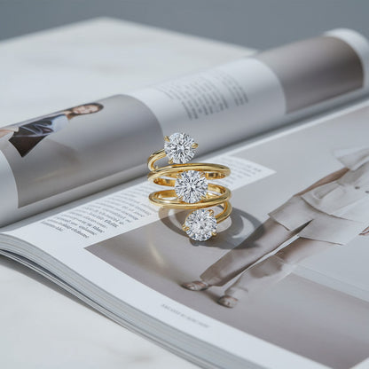 Round Diamond Spiral Ring