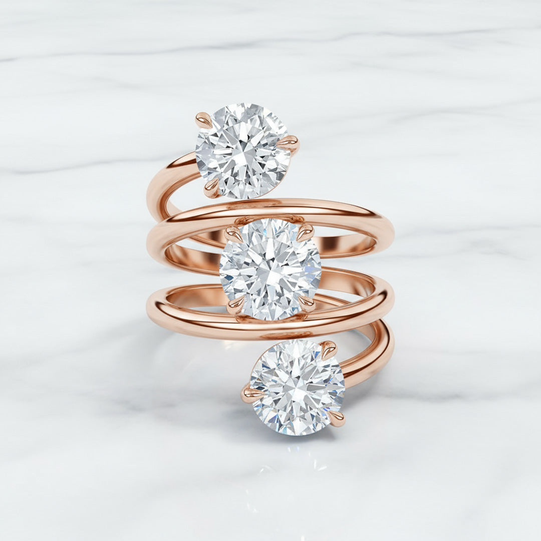 Round Diamond Spiral Ring