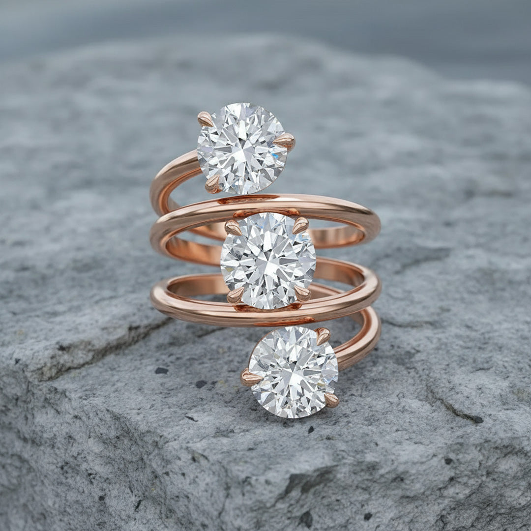 Round Diamond Spiral Ring