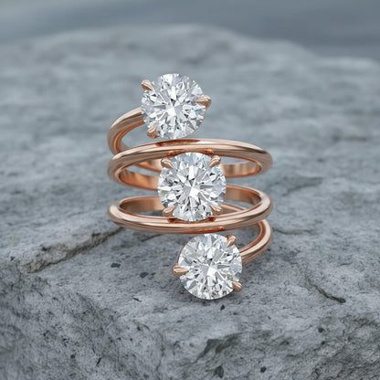 Round Diamond Spiral Ring