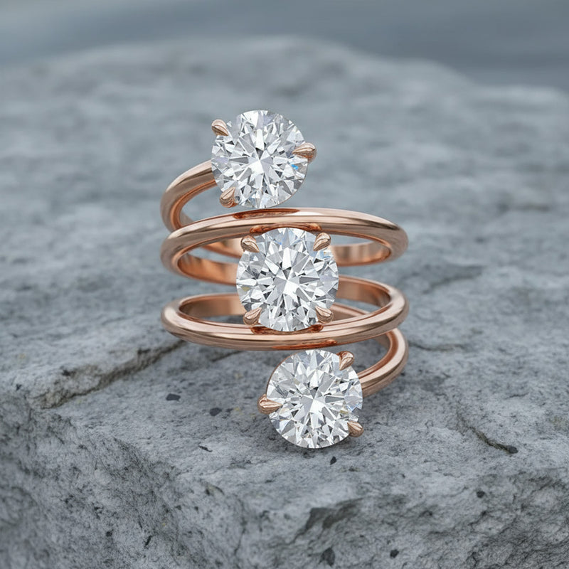 Round Diamond Spiral Ring