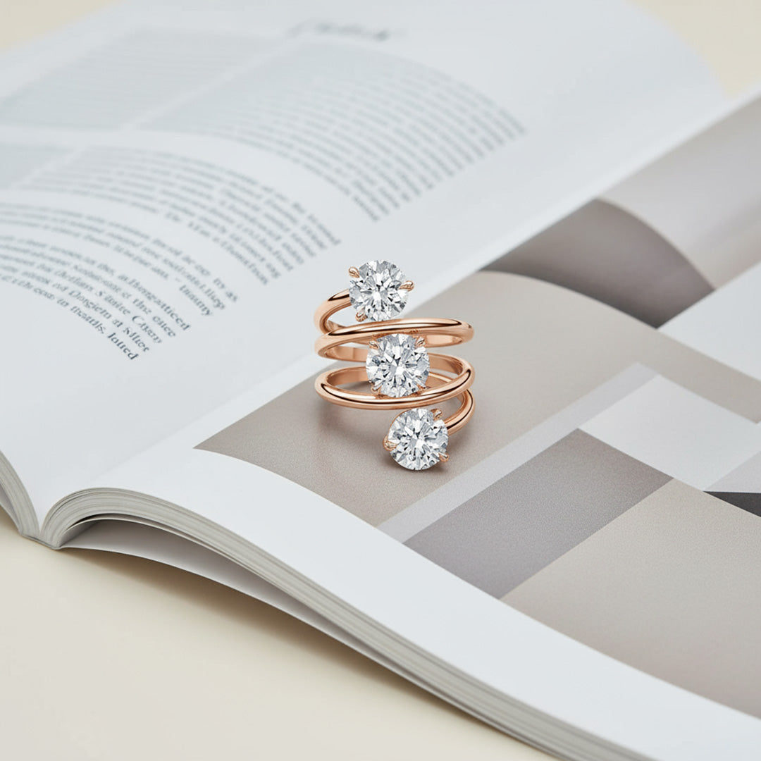 Round Diamond Spiral Ring