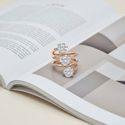 Round Diamond Spiral Ring