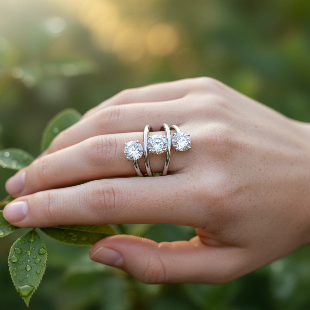 Round Diamond Spiral Ring