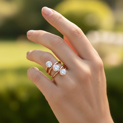 Round Diamond Spiral Ring