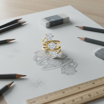 Round Diamond Spiral Ring