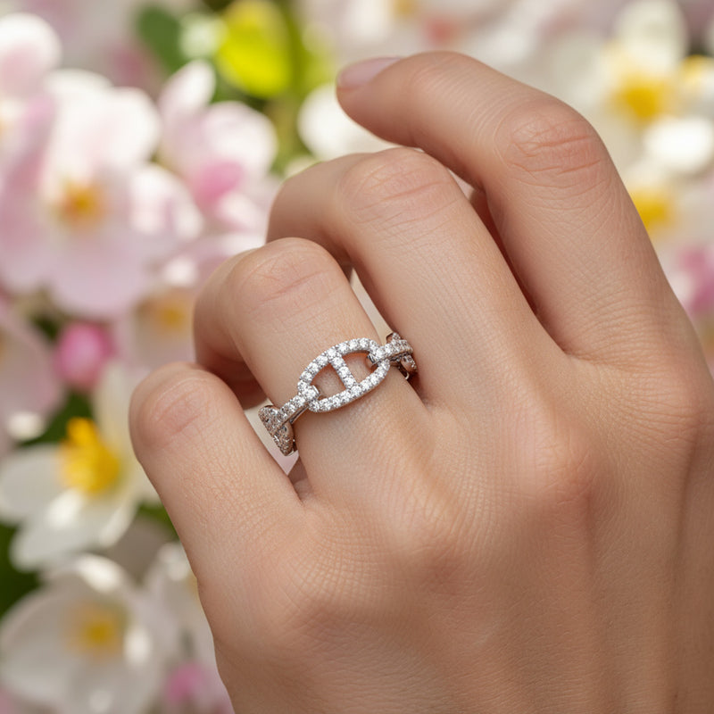Diamond Chain Link Wedding Band