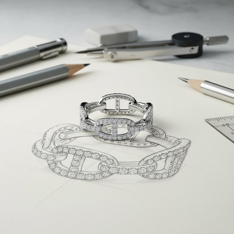 Diamond Chain Link Wedding Band