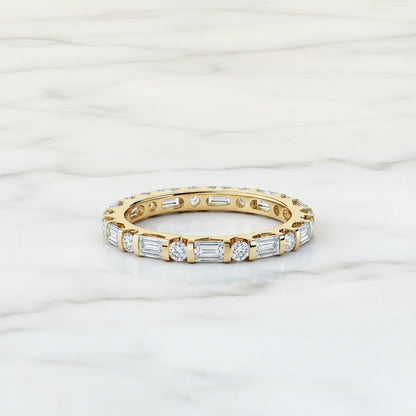 'Sienna' Emerald and Round 2.50ct Eternity Diamond Wedding Band