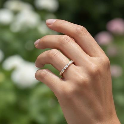 'Sienna' Emerald and Round 2.50ct Eternity Diamond Wedding Band