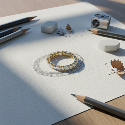 'Sienna' Emerald and Round 2.50ct Eternity Diamond Wedding Band