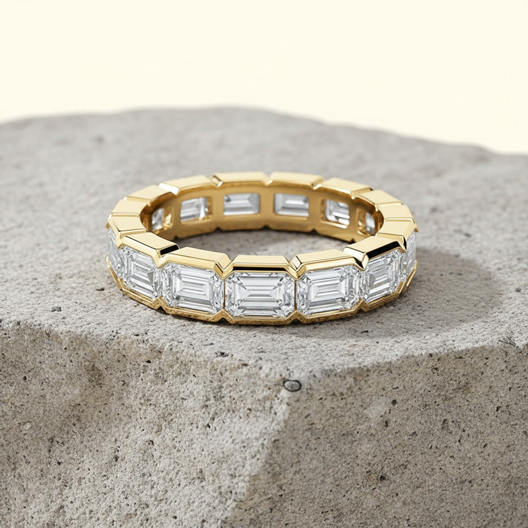 'Riley' Emerald Cut Eternity Diamond Wedding Band