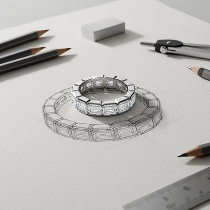 'Riley' Emerald Cut Eternity Diamond Wedding Band