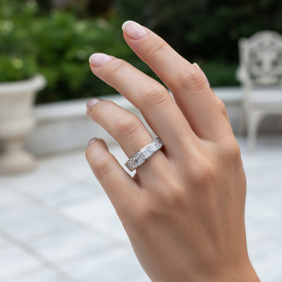 'Riley' Emerald Cut Eternity Diamond Wedding Band