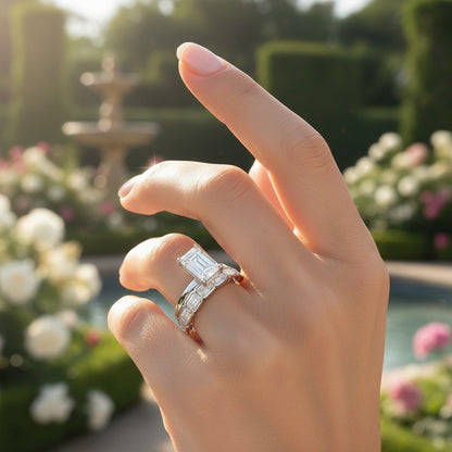 'Riley' Emerald Cut Eternity Diamond Wedding Band