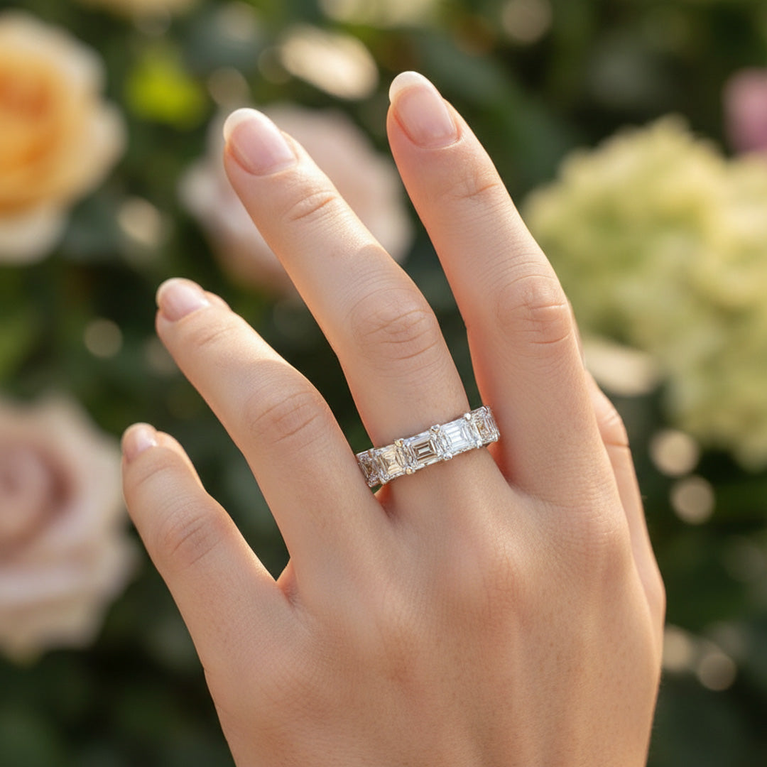 'Melanie' Eternity 7.00ct Emerald  Diamond Wedding Band