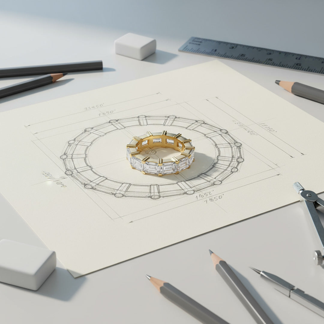 'Melanie' Eternity 7.00ct Emerald  Diamond Wedding Band