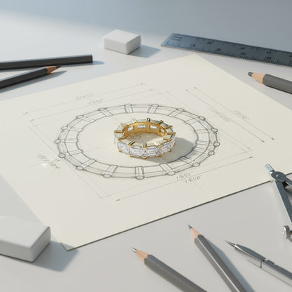 'Melanie' Eternity 7.00ct Emerald  Diamond Wedding Band