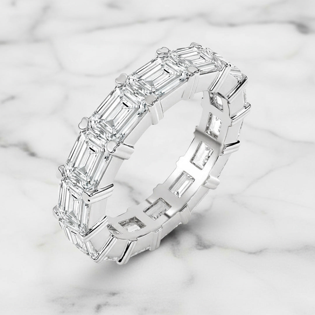 'Melanie' Eternity 7.00ct Emerald  Diamond Wedding Band