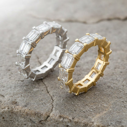 'Melanie' Eternity 7.00ct Emerald  Diamond Wedding Band