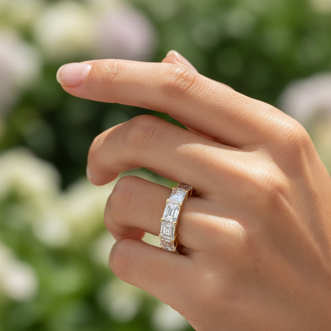 'Melanie' Eternity 7.00ct Emerald  Diamond Wedding Band