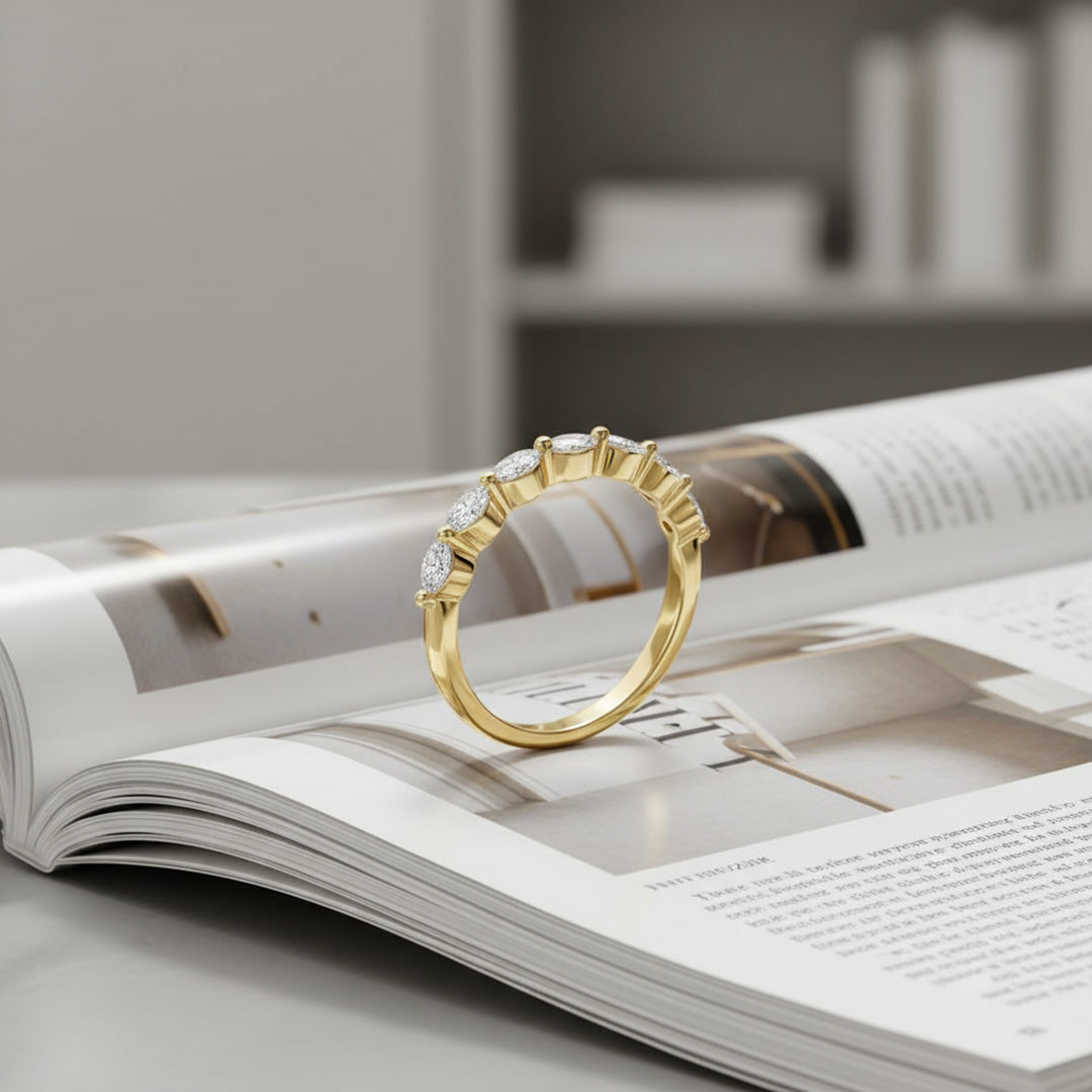 'Aubrey' Marquise Shaped .45ct Diamond Wedding Band