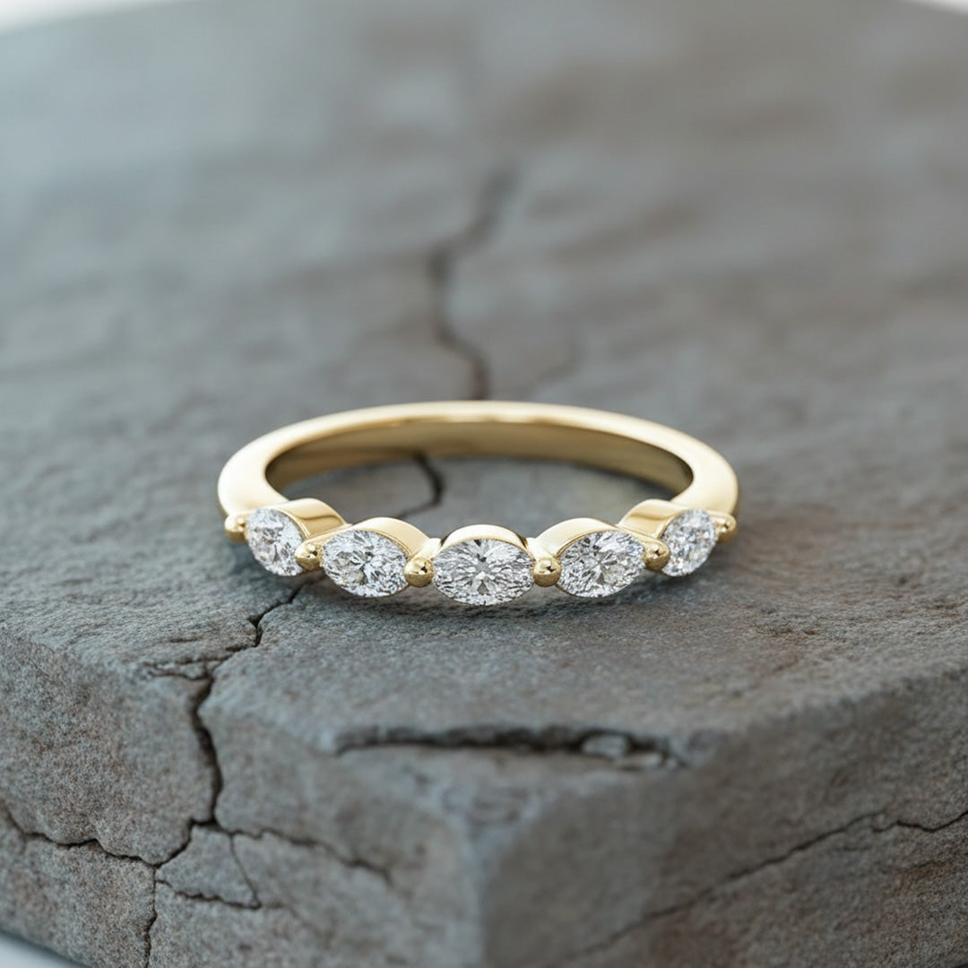 'Aubrey' Marquise Shaped .45ct Diamond Wedding Band
