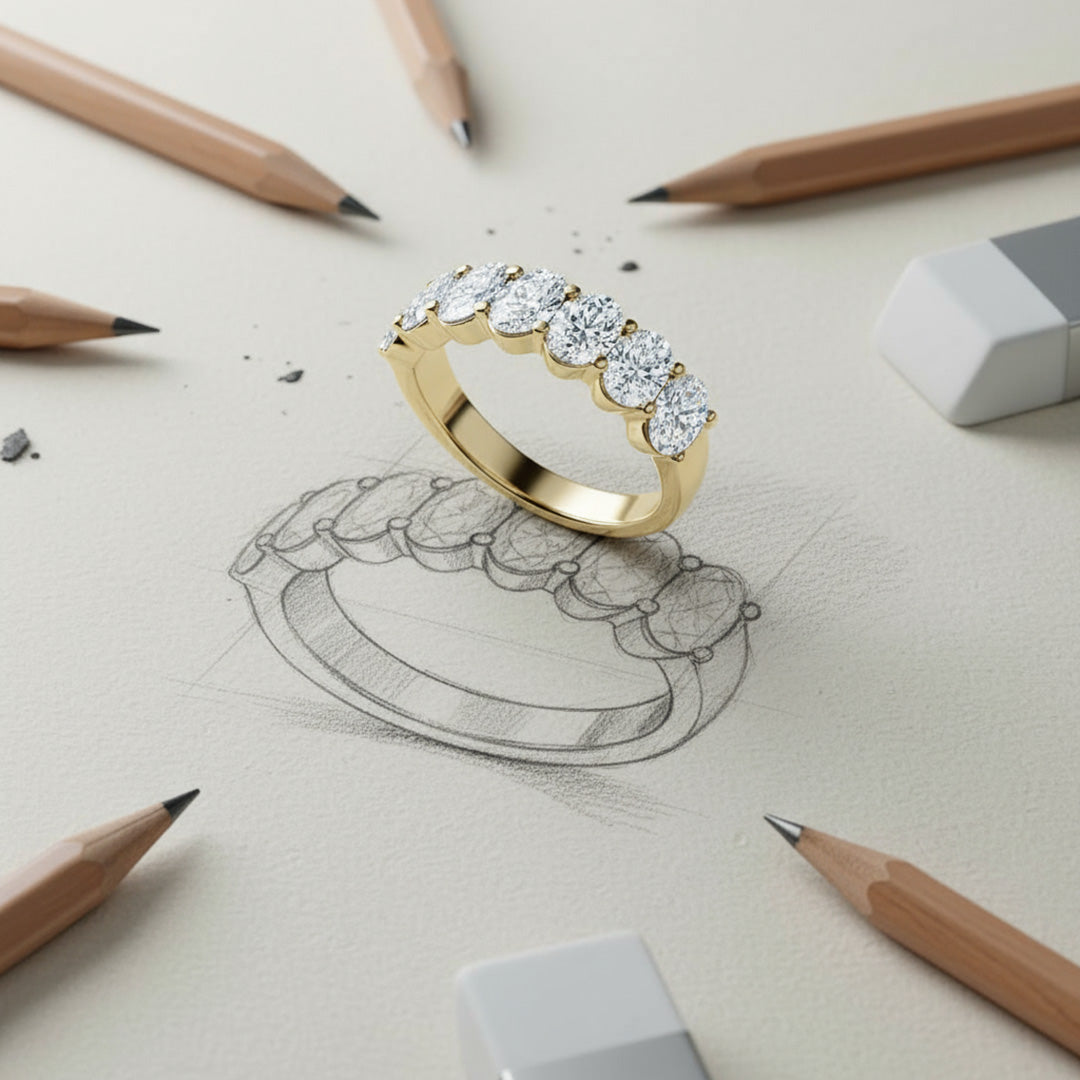 'Hazel' 7 Stone 3.00ct Oval Cut Diamond Wedding Band