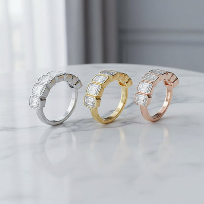 'Reagan' 7 Stone 2.45ct Emerald Bezel Set Diamond Wedding Band