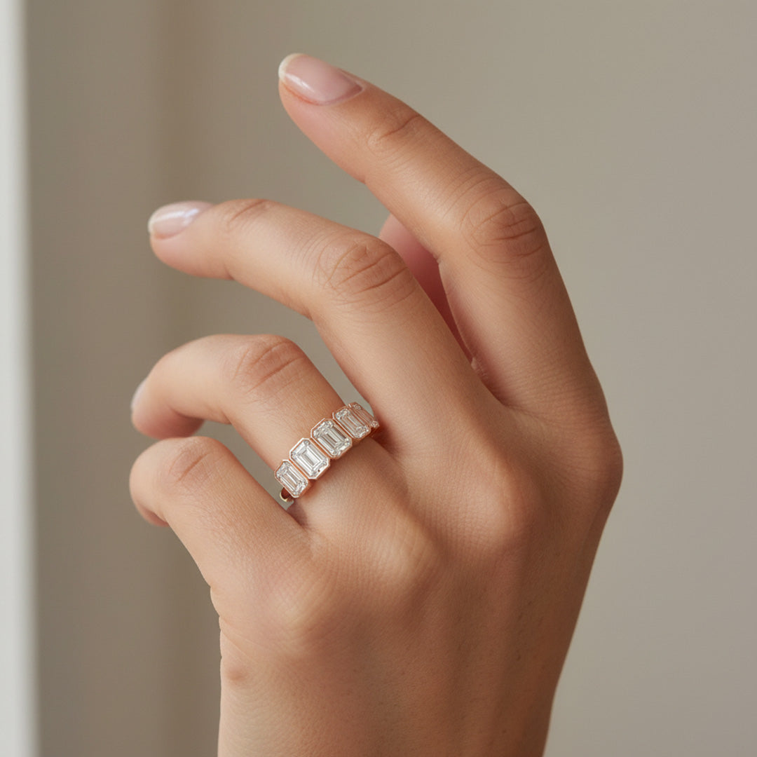 'Reagan' 7 Stone 2.45ct Emerald Bezel Set Diamond Wedding Band