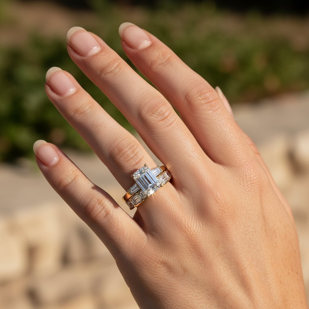 'Riley' Emerald Cut Eternity Diamond Wedding Band