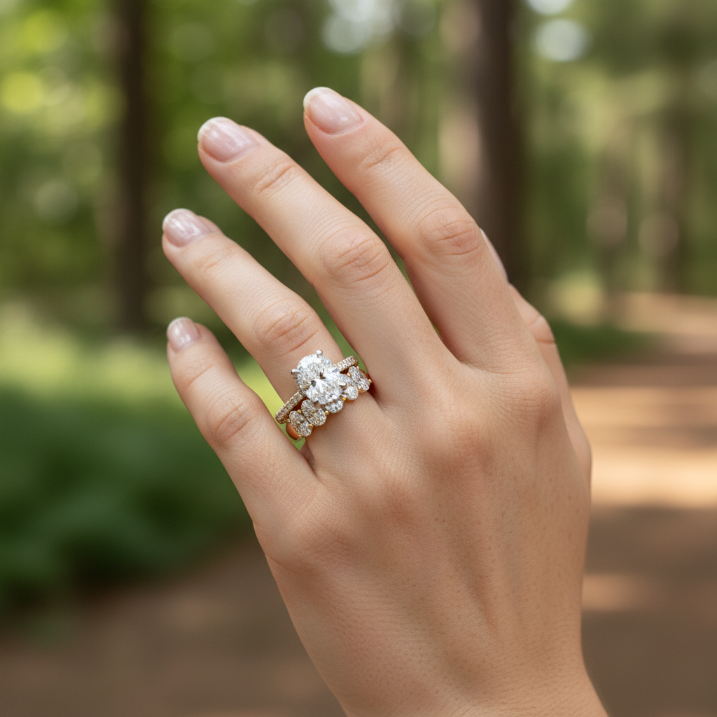 'Hazel' 7 Stone 3.00ct Oval Cut Diamond Wedding Band