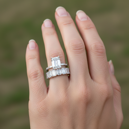 'Reagan' 7 Stone 2.45ct Emerald Bezel Set Diamond Wedding Band