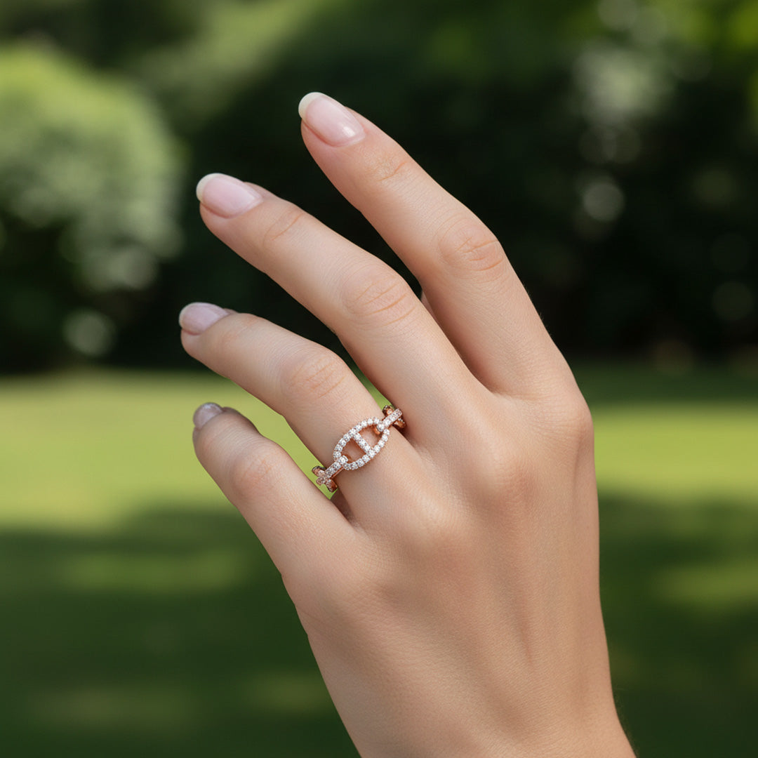 Diamond Chain Link Wedding Band