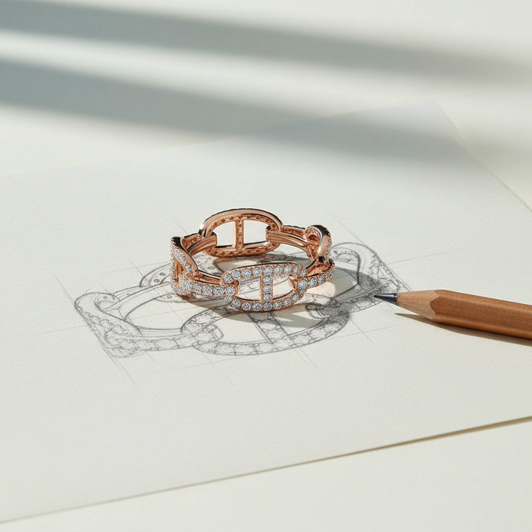 Diamond Chain Link Wedding Band