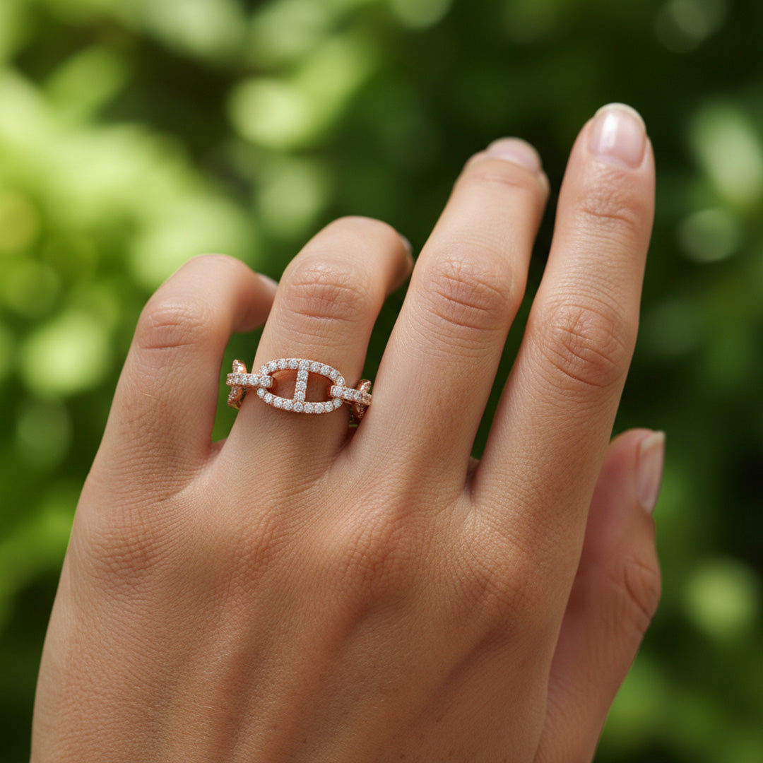 Diamond Chain Link Wedding Band